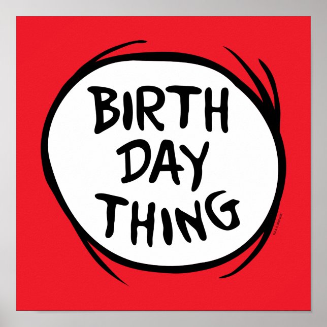 Póster Dr. Seuss Thing 1 Thing 2 - Birthday Thing (Frente)