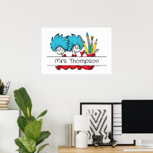 Póster Dr. Seuss   Thing One Thing Two Teacher Name