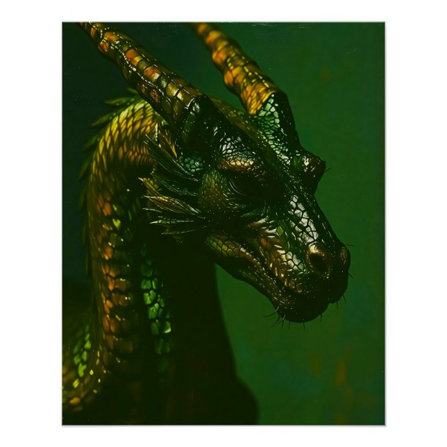 Póster Drachen Kopf Portrait  im Malerei Stil (Anverso)