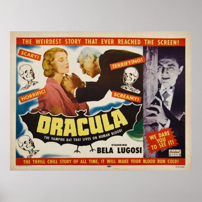 Póster Drácula - Bela Lugosi - Película de terror de 1951 (Frente)