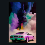 Póster Dracula conduce un auto deportivo - Ken Gage Art<br><div class="desc">Drácula conduce un auto deportivo. 2024,  Ken Gage. Arte digital: surrealismo pop.</div>