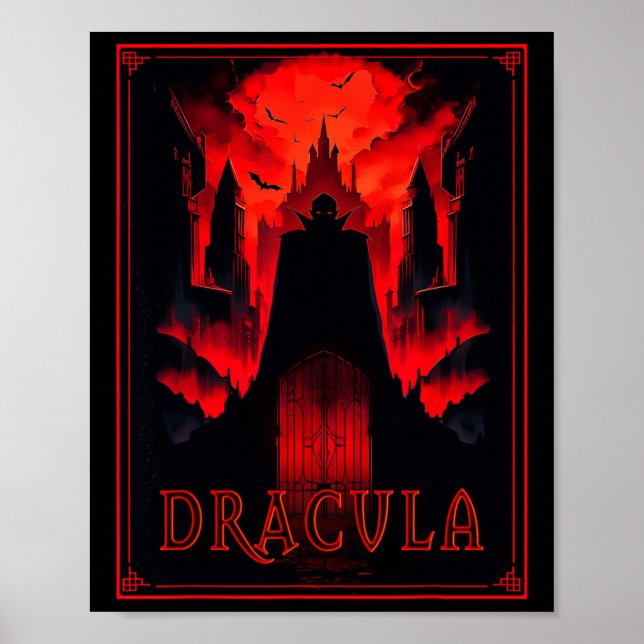 Póster Dracula Gothic Horror Vampire Art -halloween Vampi (Frente)