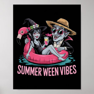 Póster Drácula Graciosa Y Bruja Flota Halloween Verano We