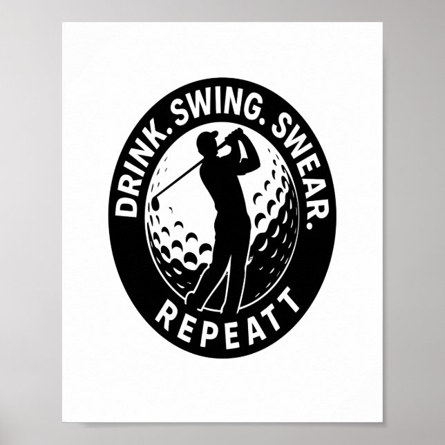 Póster Dragar Swing Swear Repeat Golf (Frente)