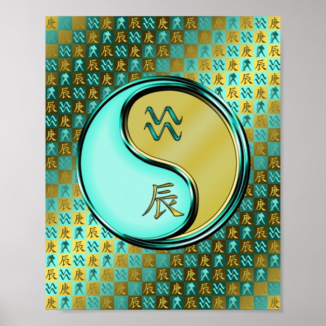 Póster Dragón acuario y Metalizado (Frente)