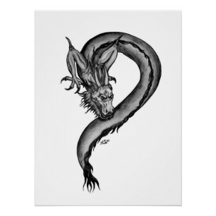 Póster Dragón al estilo del tatuaje