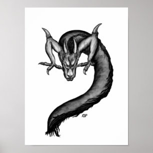 Póster Dragón al estilo del tatuaje