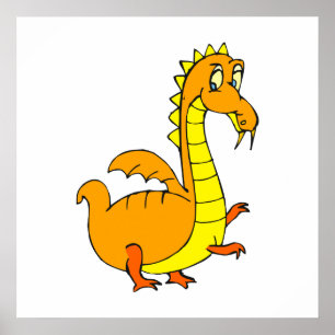 Póster Dragón anaranjado lindo