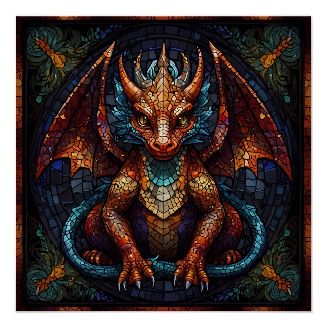 Póster Dragón arcoíris multicolor (Anverso)