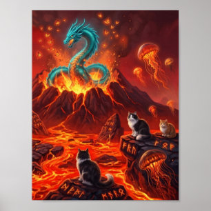 Póster dragón ardiente
