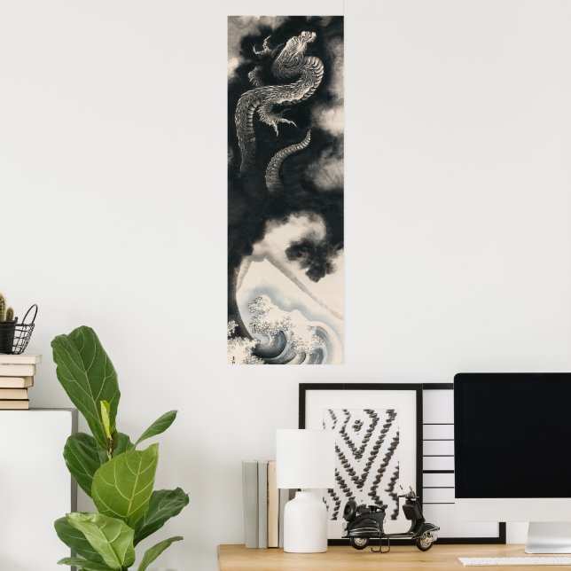 Póster Dragón ascendente de Katsushika Hokusai (Oficina en casa)