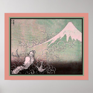 Póster Dragon Ascending Mt. Fuji c.1835