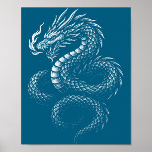 Póster Dragón asiático vintage