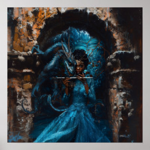 Póster Dragón azul