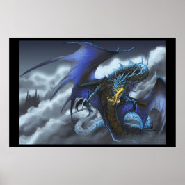 Póster Dragón azul - "Volar de noche"