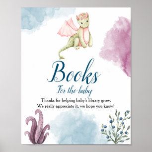 Póster Dragon Baby Shower Books para el Rótulo para la pr