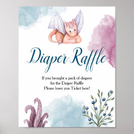 Póster Dragon Baby Shower Diaper Raffle Poster Rótulo