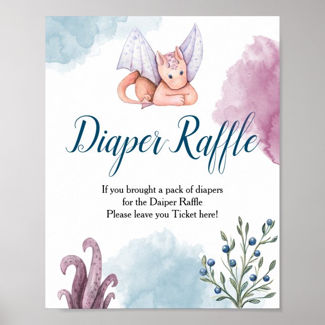 Póster Dragon Baby Shower Diaper Raffle Poster Rótulo (Frente)
