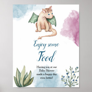 Póster Dragon Baby Shower Disfruta De Un Rótulo De Poster