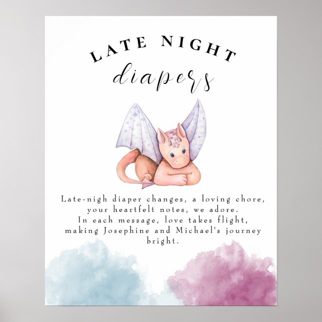 Póster Dragon Baby Shower Late Night Diapers Poster (Frente)