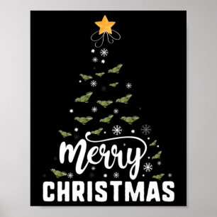 Póster Dragón barbudo Feliz Árbol de Navidad Familia Navi