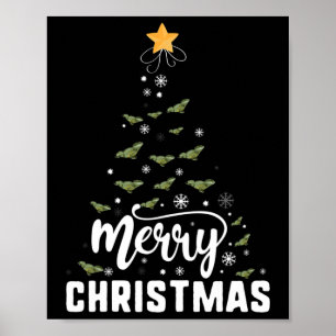 Póster Dragón barbudo Feliz Árbol de Navidad Familia Navi