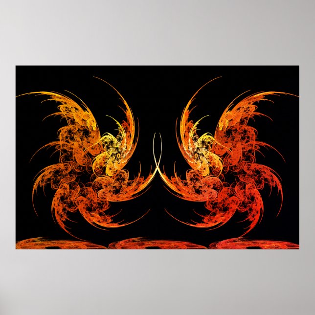 Póster Dragon Battle Fractal Art (Frente)