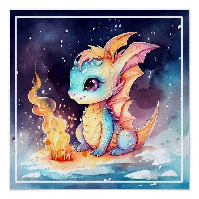 Póster Dragón Bebé Lindo Cristalizado (Anverso)