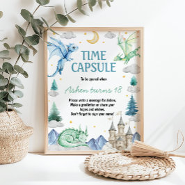 Póster Dragon Boy Birthday Time Capsule Sign