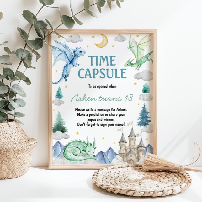 Póster Dragon Boy Birthday Time Capsule Sign (Subido por el creador)