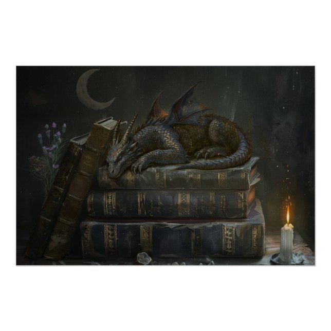 Póster Dragón Caprichoso en Arte de Pared de Libros | Aca (Anverso)