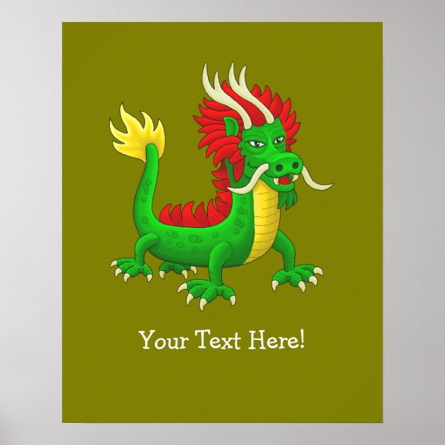 Póster Dragón chino colorido (Frente)