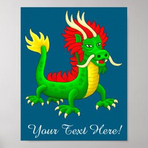 Póster Dragón Chino Colorido