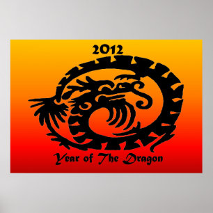 Póster Dragón chino del Año Nuevo 2012