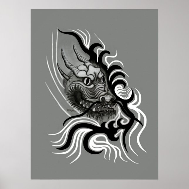 Póster Dragón chino en tatuaje (Frente)