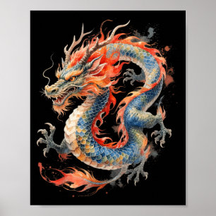 Póster Dragón Chino Mitología Asiática Zodiaco 