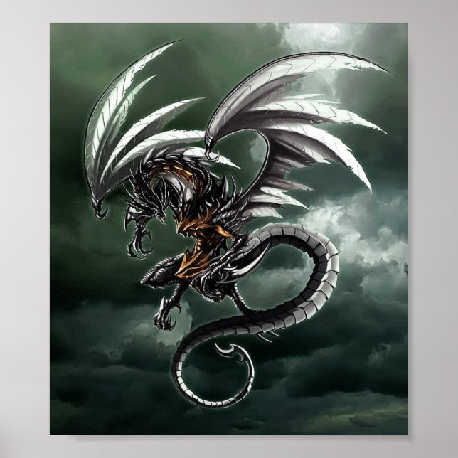 Póster Dragón cielo oscuro (Frente)