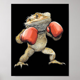 Póster Dragón Con Cabeza Vestido Como Boxer Gracioso 2