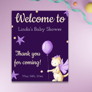 Póster Dragón con la bienvenida Baby Shower del Chica de