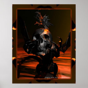 Póster Dragón con Poster de cráneo