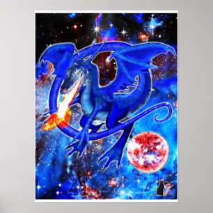 Póster Dragón cósmico azurita