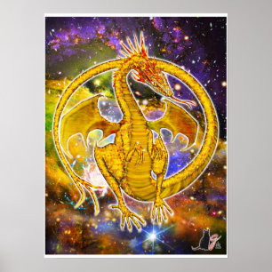 Póster Dragón Cósmico Topacio