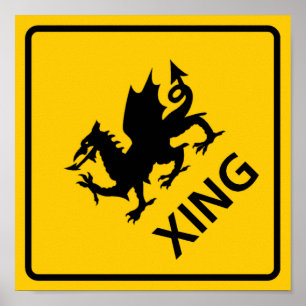 Póster Dragon Crossing Highway Rótulo