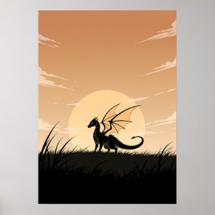 Póster Dragón de Anime Minimalista