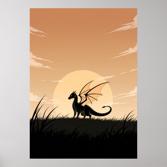 Póster Dragón de Anime Minimalista (Frente)
