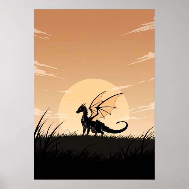 Póster Dragón de Anime Minimalista (Frente)
