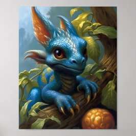 Póster Dragón de bebé azul