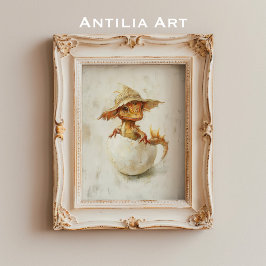 Póster Dragón de bebé caprichoso que atrapa fantasía artí