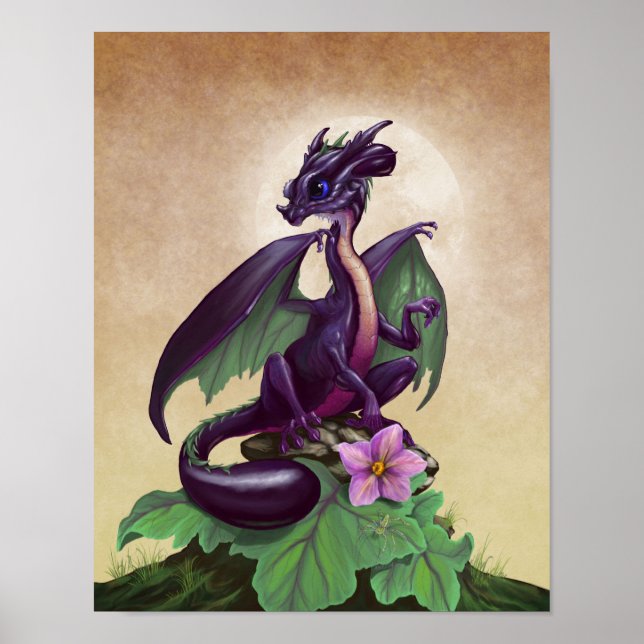 Póster Dragón de berenjena 11x14 (4x6 y superior) (Frente)