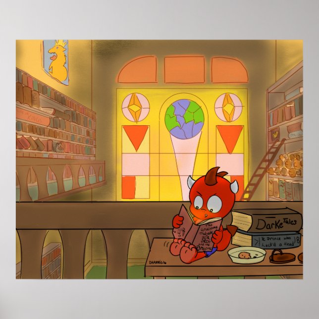 Póster Dragón de biblioteca (Frente)